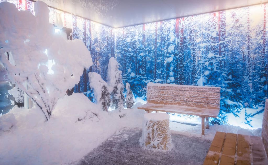 New Spa Amenities at The Lodge at Woodloch_Snowroom Bench-Tree-Stool